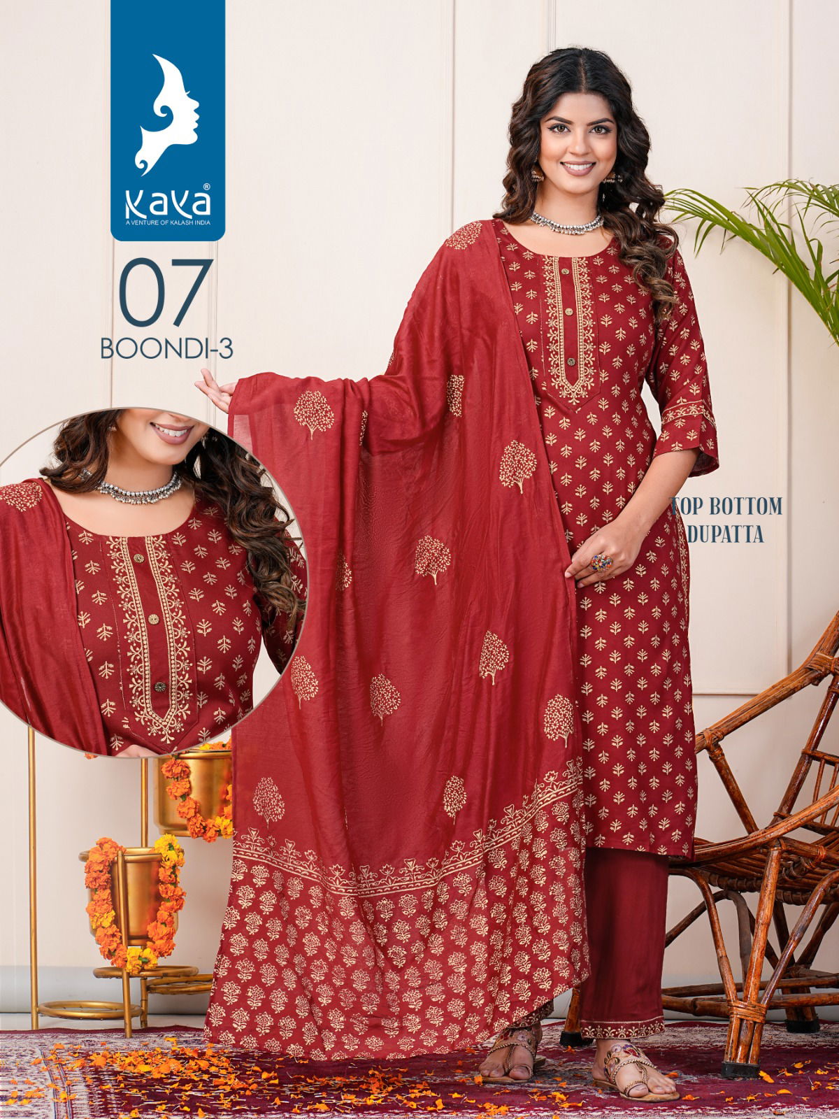 Boondi 3 By Kaya Straight Cut Rayon Printed Kurti With Bottom Dupatta Wholesale Shop In Surat
